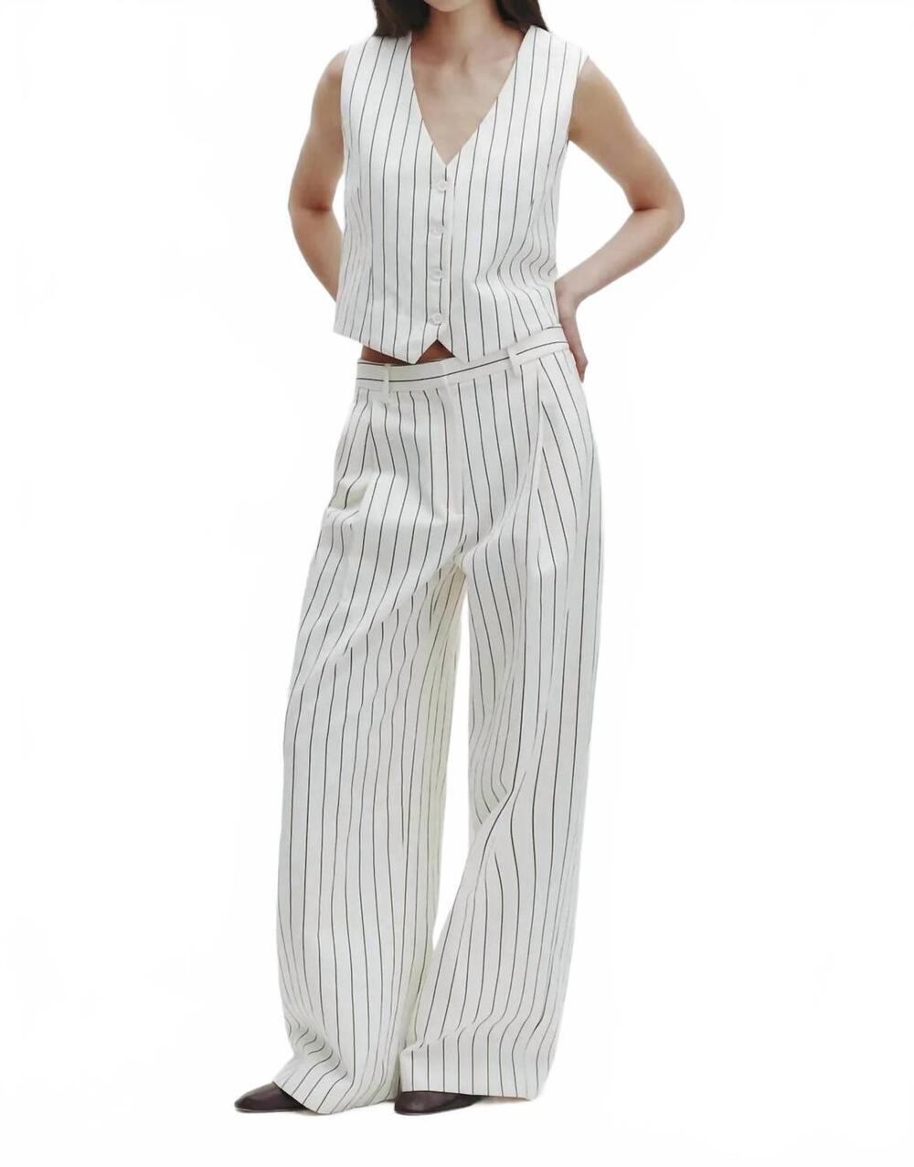 NEW TWP greenwich avenue straight leg pant in ivory / chocolate